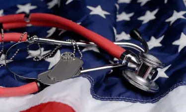 Stethoscope on US Flag in Tampa Nursing School